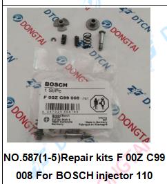 NO.587(1-5)Repair kits F 00Z C99 008 For BOSCH injector 110 series