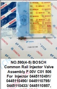 NO.590(4-5) BOSCH  Common Rail Injector Valve  Assembly F 00V C01 506  For  Injector 0445110491/  0445110490/ 0445110795/  0445110433/ 0445110857,